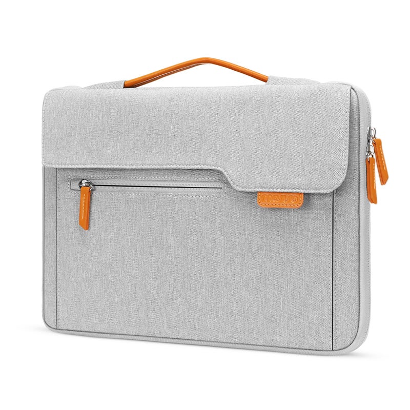 MOSISO 360 Protective Laptop Sleeve Compatible with MacBook Air/Pro 13-13.3 inch Notebook  Compatible with MacBook Pro 14 inch M4 M3 M2 M1  Flapover Bag with Fully Open Zipper&Handle&Pockets  Gray - Image 1